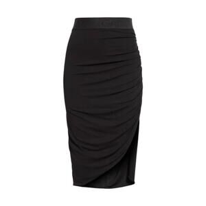 DOLCE & GABBANA Logo Waist Asymmetrical Jersey Skirt in Black IT44|M